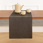 Solino Home Linen Chambray Brown Table Runner 132 Inches Long - Athena, 100% Pure Linen Dining Table Runner 14 x 132 Inch for Fall, Autumn, Thanksgiving - Handcrafted and Machine Washable