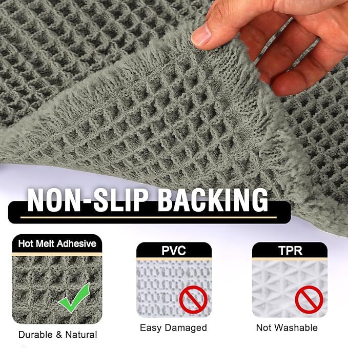 H.VERSAILTEX Upgraded Waffle Bath Mat Super Absorbent Non Slip Bath Rugs for Beside Tub, 20" x 32", Smokey Olive