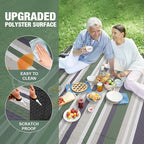Picnic Blankets Outdoor Extra Large - 80"x80" Portable Waterproof Picnic Blanket, Machine Washable 3-Layer Foldable Picnic Mat with Sandproof Backing for Grass, Park, Hiking, Concerts (GreenStrip)