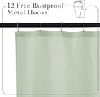 KGORGE Linen Shower Curtain - Semi Sheer Lightweight Button Hole Half Privacy Quick Dry Shower Curtains for Bathroom Bathtub Decor, Sage Green, 54 x 78 inches Long, Hooks Included