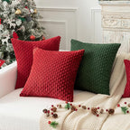 Kevin Textile Christmas Red Corduroy Decorative Throw Pillow Covers 24x24 Inch Pack of 2 Soft Boho Striped Pillow Covers Modern Farmhouse Home Decor for Autumn Sofa Living Room Couch Bed