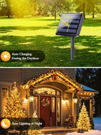 6 Pack Christmas Solar String Lights Outdoor Waterproof, 198FT 600 LED Green Wire Solar Fairy Lights with 8 Modes, Solar Twinkle Lights for Garden Tree Patio Fence Christmas Decorations (Warm White)
