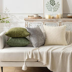 MIULEE Pack of 2 Couch Throw Pillow Covers 18x18 Inch Sage Green Modern Boho Accent Decorative Pillow Covers Soft Chenille Farmhouse Cushion Covers for Home Decor Bed Sofa Living Room