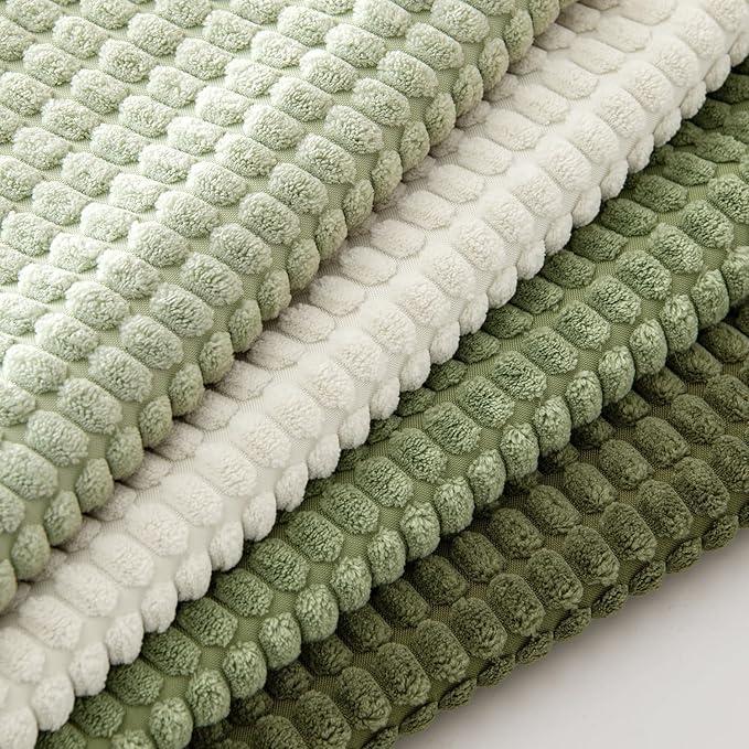 MIULEE Modern Farmhouse Decorative Lumbar Pillow Covers 20x20 Inch Set of 4 Natural Rustic Throw Pillows Neutral Warm Soft Corduroy Couch Pillowcases Home Decor for Sofa Living Room Bed Light Green