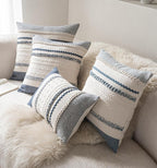 Boho Lumbar Pillow Covers 14x36 Inch Long, Navy Blue Textured Decorative Couch Pillow Cases for Farmhouse Home Decor, Accent Cushion Cover for Sofa, Bed, Living Room, Bedroom, Pack of 1