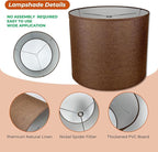 8" Wx 9" H Drum Lampshades, No Assembly Required, Fabric Lampshade for Table Lamp, Bedside Lamp, Floor Lamp, Metal Spider Fitter, Coffee-colored
