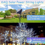Solar String Lights Outdoor Waterproof 2PK 200LED 66FT Twinkle Lights Auto On/Off Solar Powered LED Fairy Light Green Wire with 8 Modes for Christmas Tree Party Wedding Garden Decoration (Cool White)