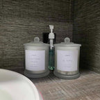 Qtip Holder & Cotton Pad Dispenser, Bathroom Organizer and Storage Canisters, 16oz Glass Apothecary Jars for Kitchen, Restroom - Home Decor, Room Decor Aesthetic (2 Pack, Frosted White)