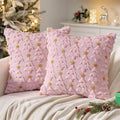 MIULEE Christmas Pillow Covers 18x18 Inch Set of 2, Pink Christmas Tree Plush Faux Fur Pillowcases Soft Decorative Throw Pillow Cases for Couch Sofa Living Room Winter Xmas Holiday Home Decor