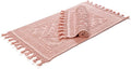 Savi Home Cotton Woven Jacquard Bathroom Rug Set of 2, Woven Fringe Bathroom Mats, 100% Cotton, Non - Slip Bath Mat, Durable Thick Bath Mat 17”x30”& 20"x38" with Fringes, Baby Pink