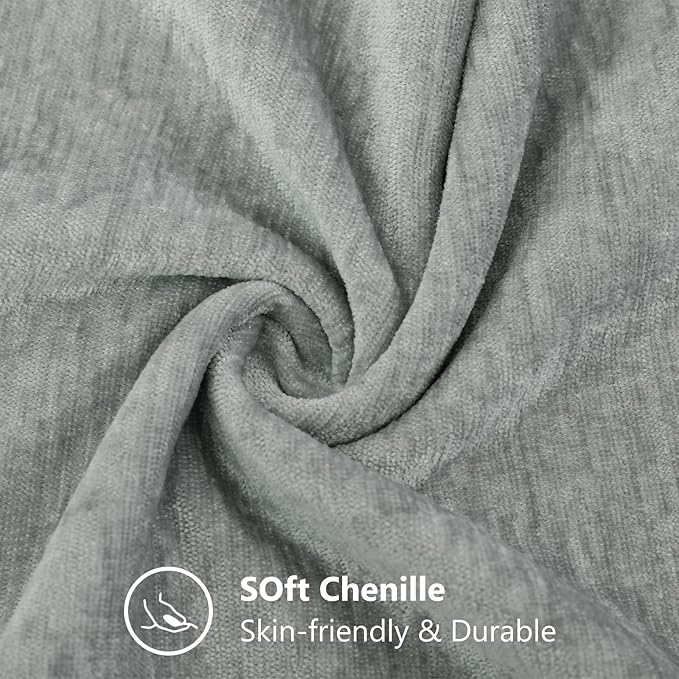 decorUhome Chenille Grey Throw Pillow Covers 26x26 Inch Set of 2, Decorative Soft Couch Pillow Covers Solid Dyed Accent Velvet Farmhouse Neutral Square Pillow Cases for Sofa Bed Living Room
