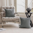 Kevin Textile Set of 2 Soft Striped Velvet Decorative Pillows Covers 16x16 Inch Boho Cushion Covers for Couch 40x40cm Dark Grey