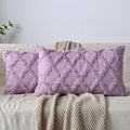 Set of 2 Soft Moroccan Throw Pillow Covers 12x20 Inch Plush Boho Decorative Pillow Cover Accent Cushion Case for Couch Sofa Bed, Purple