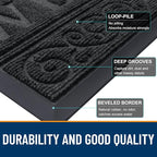 OLANLY Welcome Door Mat Indoor Outdoor Entrance, Heavy Duty Sturdy Front Door Mat, Waterproof All-Weather Doormat, Stain Resistant, Low Profile, Easy Clean Patio Entryway Mat, 29.5 x 17, Black