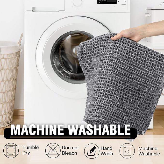 H.VERSAILTEX Waffle Bath Mat Super Absorbent Bathroom Mats Non Slip Bath Rugs for Bathroom Floor Machine Washable Ultra Soft Bathroom Rugs for Beside Tub, (32 x 20 Plus 24 x 60 - Inches, Grey)
