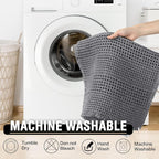 H.VERSAILTEX Waffle Bath Mat Super Absorbent Non Slip Bath Rugs for Beside Tub, 24" x 60", Grey