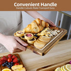 Wood Cutting Board Set of 4, Wooden Chopping Boards with Food Icons for Kitchen, Charcuterie Board for Meat, Vegetables, Fruits, Cheese
