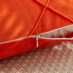 JAUXIO Diamond Pinch Pleated Crystal Velvet Pillowcases 2 Pack Solid Pintuck Throw Cushion Cover for Home Decor Hidden Zipper Closure (Bright Orange, Standard)