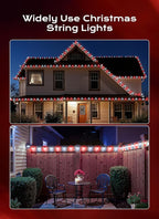 C9 Christmas Lights Outdoor, 100 FT 150 LED Connectable C9 String Lights with 8 Modes and Timer Xmas Tree Patio Roofline Garden Yard Holiday Party Indoor Outdoor Decoration, Red and White