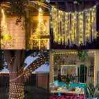 QITONG 4 Pack Warm White Solar Fairy Lights, Each 33ft 100 LED String Light Outdoor Waterproof, 8 Modes Copper Wire Mini Twinkle Lights for Outside