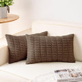Pack of 2 Corduroy Decorative Throw Pillow Covers 12x20 InchSoft Striped Pillow Covers Modern Farmhouse Home Decor for Sofa Living Room Couch Bed（Green）