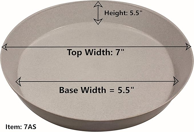 7 Inch (5.5 Inch Base) Single Plant Saucer - Terra Cotta Colored Polypropylene – Heavy Duty Indoor/Outdoor Tray and Drip Pan – Collects Flower Pot Excess Water Made in USA, AS7