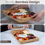 Charcuterie Board Gift Set - Bamboo Cheese Board & Serving Tray for Meat, Cheese, Crackers, Fruit - Large Wooden Charcuterie Boards for Parties - Wedding Gift, Housewarming, Gifts for Women & Couples