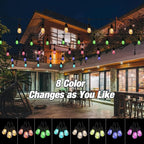 96FT Solar Outdoor String Lights, 30 Shatterproof Edison LED Bulbs, Dimmable RGB Color Changing Patio Lights with Remote, Waterproof Commercial Grade Fairy Lights for Garden, Yard