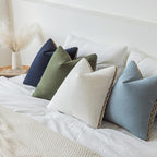 Decorative Neutral Linen Throw Pillow Covers 20x20 Inch Set of 2, Black Boho Farmhouse Pillow Covers with Braid Fringe for Sofa Bed Modern Couch Pillow Cases for Organic Home Decor