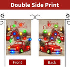 Lights Garden Flag,Double Sided Christmas LED Outdoor Christmas Yard Flag for Winter Outdoor Decoration (Multi_car, 28 * 40)