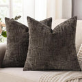 decorUhome Dark Brown Chenille Throw Pillow Covers 20x20 Set of 2 Thick Textured Slubby Couch Pillow Covers Farmhouse Accent Modern Neutral Decorative Pillow Cases for Bed Sofa Living Room