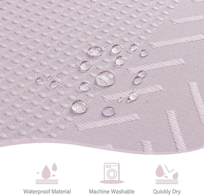 3D Embossed Pattern Shower Curtain, Simple and Chic Pattern Vintage Curtain for Bathroom, Waterproof Fabric Shower Curtains with Hooks, 36 W x 72 H, Lavender