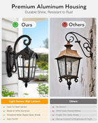 VIANIS Exterior Lighting Fixtures, Large Size Oil Rubbed Bronze Outdoor Wall Lights Dusk to Dawn, Waterproof Outdoor Light Fixtures Wall Mount with Tempered Water Ripple Glass for Patio, Entryway