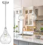 TENGXIN 8 Inch Hanging Pendant Lights,Island Lights for Kitchen,Brushed Nickel Finished Hammered Pendant Light,Farmhouse Pendant Light for Dining Room,Bedroom,TXPLBN12-L
