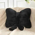 Black Bow Pillow, Soft Bow Decorative Pillows with Faux Rabbit Fur, Cute 12" Bow Throw Pillows, Aesthetic Home Decor Bow Shaped Plush Pillow for Bedroom Sofa Couch