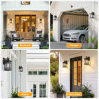 Motion Sensor Outdoor Lights, Black Dusk to Dawn Outdoor Lighting with Tempered Glass, Aluminum Waterproof Anti-Rust Outside Wall Light Fixtures, Adjustable Sensitivity & Brightness, Hardwired