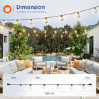 addlon 100FT(50FT*2) LED Outdoor String Lights Waterproof Patio Lights with 54 Shatterproof ST38 Replaceable Bulbs(4 Spare), Dimmable Outside Hanging Lights Connectable for Porch, Backyard, 2200K