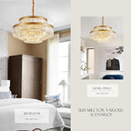 31.5" 18-Light Modern Crystal Chandelier Light Fixture Large 4-Tier Gold Luxury Glam Chandeliers for Dining Room Round Hanging Pendant Lighting for Living Room Kitchen Bedroom Foyer Lobby