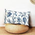 Decorative Throw Pillow Covers Set of 2 Blue Leaves Pillow Covers 12x20 inch Super Soft Short Plush Square Floral Throw Pillows,Farmhouse Outdoor Pillow Covers for Couch Bed Living Room