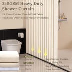 South to East Waterproof Shower Curtain, Heavy Duty Magnetic Folding Linen Shower Curtain, Non-Toxic, 72x80 Magnetic Fabric Bathroom Curtain Sets, Beige