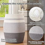 OIAHOMY Laundry Hamper Woven Rope Large Clothes Hamper 25.6" Height Tall Laundry Basket with Extended Handles for Storage Clothes Toys in Bedroom, Bathroom, Foldable (Dark Grey)