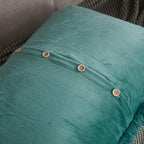 WERDIM Shaggy Fluffy Faux Fur Pillowcases 2 Pack Button Closure Velvet Pillow Shams Standard/Queen Size (Teal Green, 20 X 26 Inches)