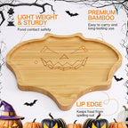 WILLKOMMEN Halloween Serving Platter, Bat Shaped Charcuterie Board, Bamboo Serving Tray 10" x 9" for Party Child Spooky Cheese Appetizer Board Serving Dishes Plate for Snacks, Candy, Cookies