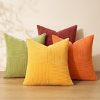 Topfinel Fall Burnt Orange Decorative Throw Pillows Covers 22x22 Inch Set of 4,Corduroy Square Pillow Case,Western Farmhouse Cushion Cover for Couch Sofa Bedroom(Terracotta,Rust,Yellow)