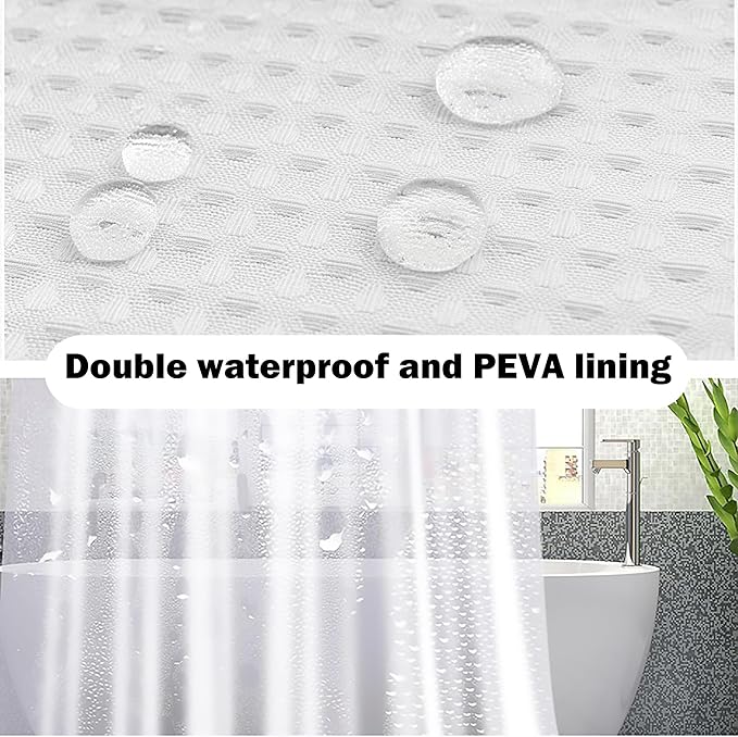 White Bathroom Set, 25 PCS Bathroom Accessories Set with Shower Curtains, Rugs, Trash Can, Toothbrush Holder, Soap Dispensers, Toothbrush Cup, Vanity Tray, Soap Dish, Toilet Brush, Qtip Holders