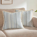 Decorative Pillow Covers Set of 2, Boho Farmhouse Couch Throw Pillows with Tassels, Textured Small Dot Pattern Cushion Cases for Sofa Living Room Home Decor (Blue, 22" x 22" (Pack of 2))