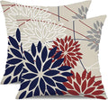 DFXSZ 4th of July Pillow Covers 20x20 Inch Set of 2 Patriotic Blue Red Floral Outdoor Waterproof Decorative Throw Pillows Polyester Cushion Case Decor for Patio Funiture Garden Couch 01H20