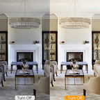 Crystal Chandelier, 31" 12-Light Large Chandelier for Living Room, Round Gold Chandeliers for Bedroom, High Ceiling Chandeliers, Foyer Lighting Fixtures Hanging Lights Dimmable