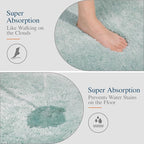 Walensee Contour Rug (20x24, Aqua) Non Slip Bath Mat, Soft Microfiber Shaggy Mat, Machine Washable, U Shape Toilet Rug