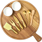 Charcuterie Board Set - Round Acacia Cheese Board Serving Tray with Accessories - House Warming Gifts for New Home, Bridal Shower & Wedding Gift, Birthday Gifts for Women